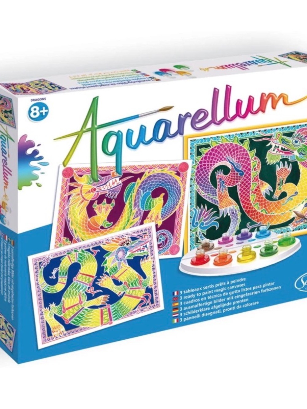 Source Unknown Aquarellum Dragon Art Set - Multicolor Pink Green Yellow Blue